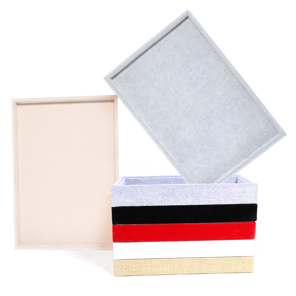 1 Pcs Velvet Jewelry Display Tray Multicolor Organizer Holder Box Necklaces Bracelets Rings Storage Show Tray Case