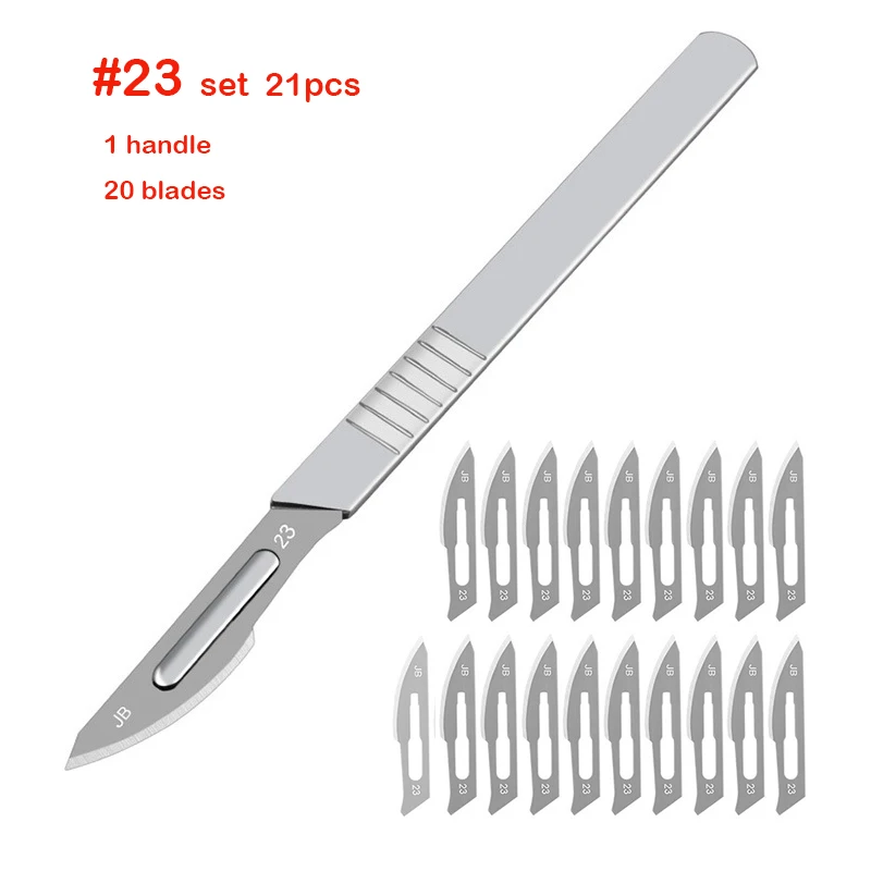 11# 23# Carbon Steel Carving Metal Scalpel Blades Handle Scalpel DIY Cutting Repair Animal Surgical Knife Tool Kits Box Non Slip