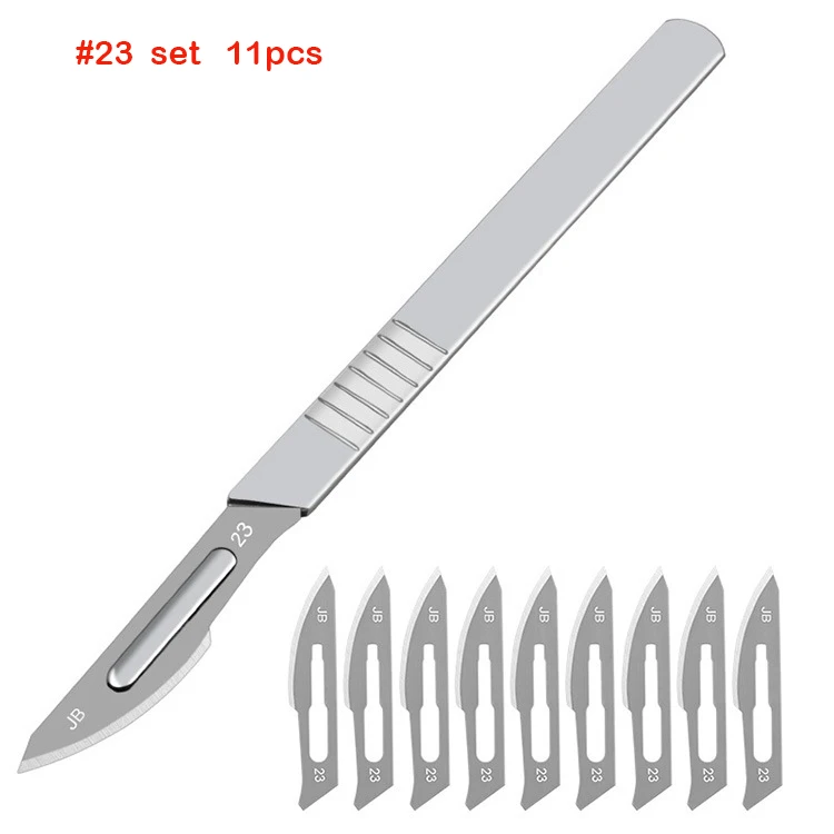 11# 23# Carbon Steel Carving Metal Scalpel Blades Handle Scalpel DIY Cutting Repair Animal Surgical Knife Tool Kits Box Non Slip