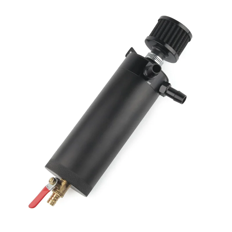 Universal Billet Aluminum Baffled 2-port New Long Oil Catch Can Tank with Breather Filter Engine Mini Oil Separator