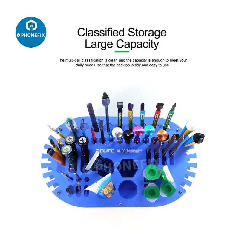 Multifunction Storage Box RELIFE RL-001G Container Reck For Mobile Phone Repair Electronic Component Screwdriver Tweezers Wick