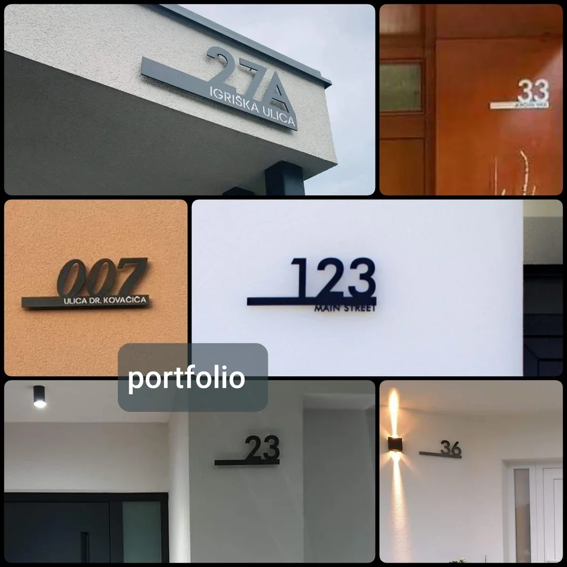 Custom Waterproof Acrylic Plate House Number Sign 3D Cut House Number Outdoor UV Print Black White Grey Address Sign Outdoor