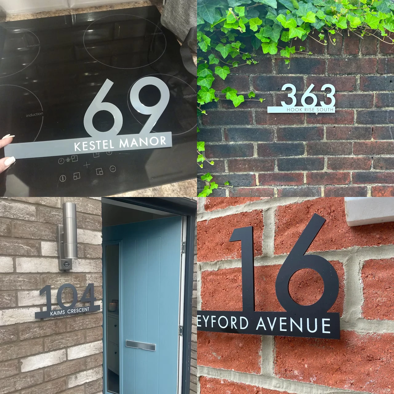 Custom Waterproof Acrylic Plate House Number Sign 3D Cut House Number Outdoor UV Print Black White Grey Address Sign Outdoor