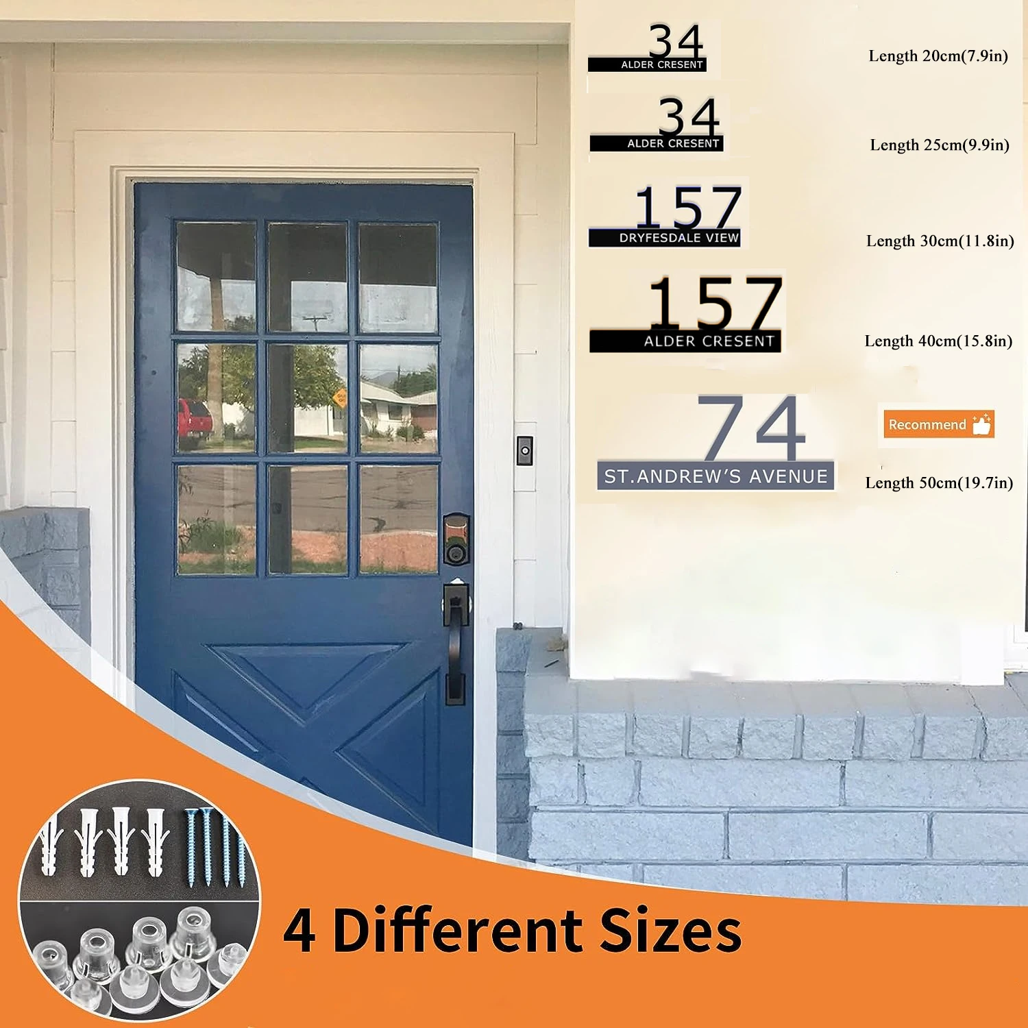Custom Waterproof Acrylic Plate House Number Sign 3D Cut House Number Outdoor UV Print Black White Grey Address Sign Outdoor