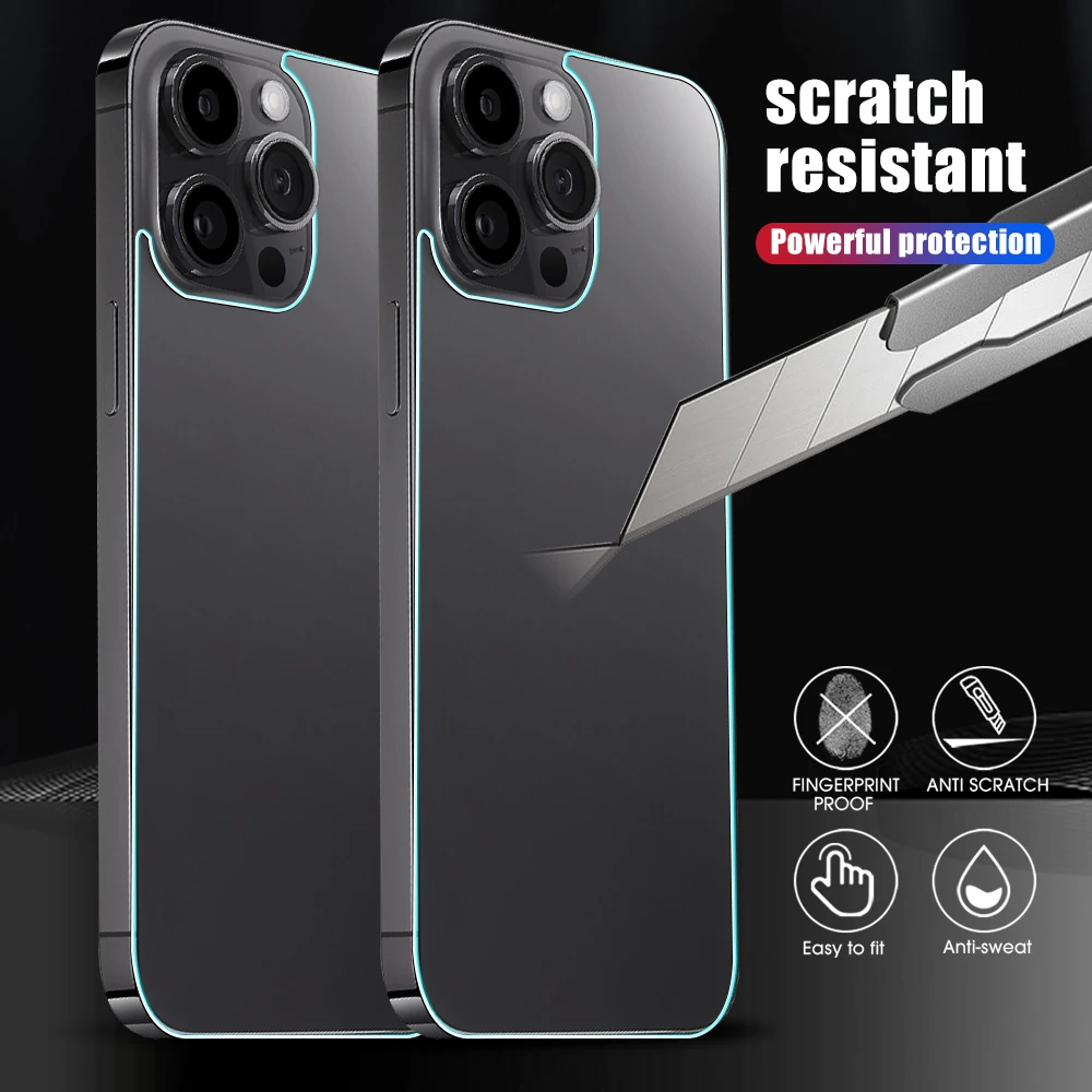 3Pcs Back Tempered Glass For iPhone 15 14 13 12 11 Pro Max Mini 15 14 Plus 15 ProMax Phone Back Rear Screen Protector Film