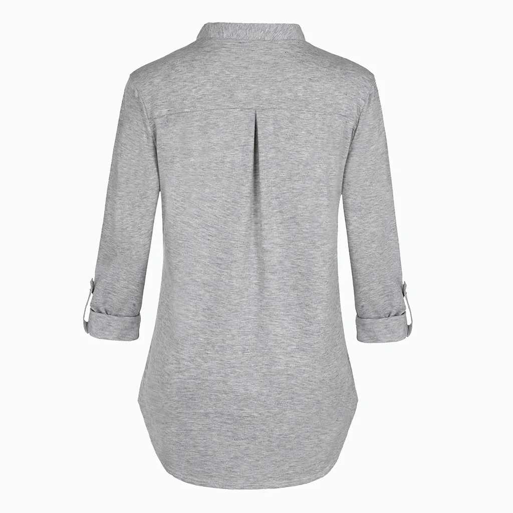 Women's Maternity Breastfeeding T-shirt V-Neck Solid Color Long Sleeve Nursing Tops Clothes for Pregnant Women