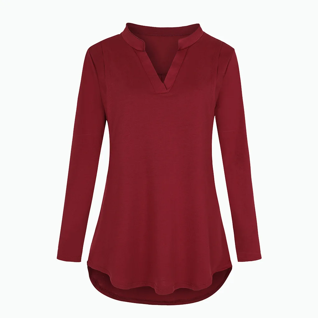 Women's Maternity Breastfeeding T-shirt V-Neck Solid Color Long Sleeve Nursing Tops Clothes for Pregnant Women