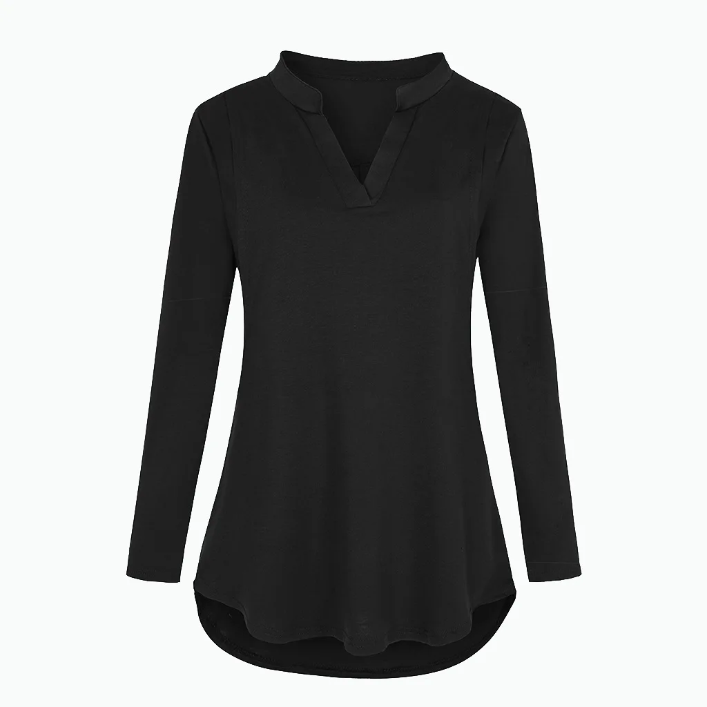 Women's Maternity Breastfeeding T-shirt V-Neck Solid Color Long Sleeve Nursing Tops Clothes for Pregnant Women