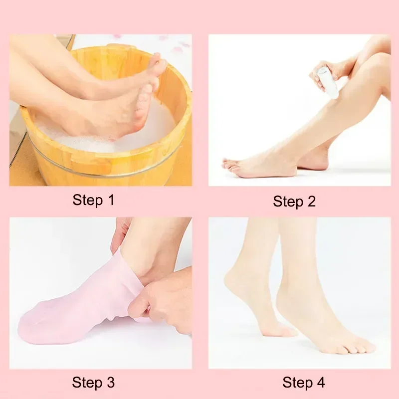 1 Pair Silicone Moisturizing Socks Exfoliating Gel Heel Socks Callus Cracked Dead Skin Remove Protector Pain Relief Foot Care