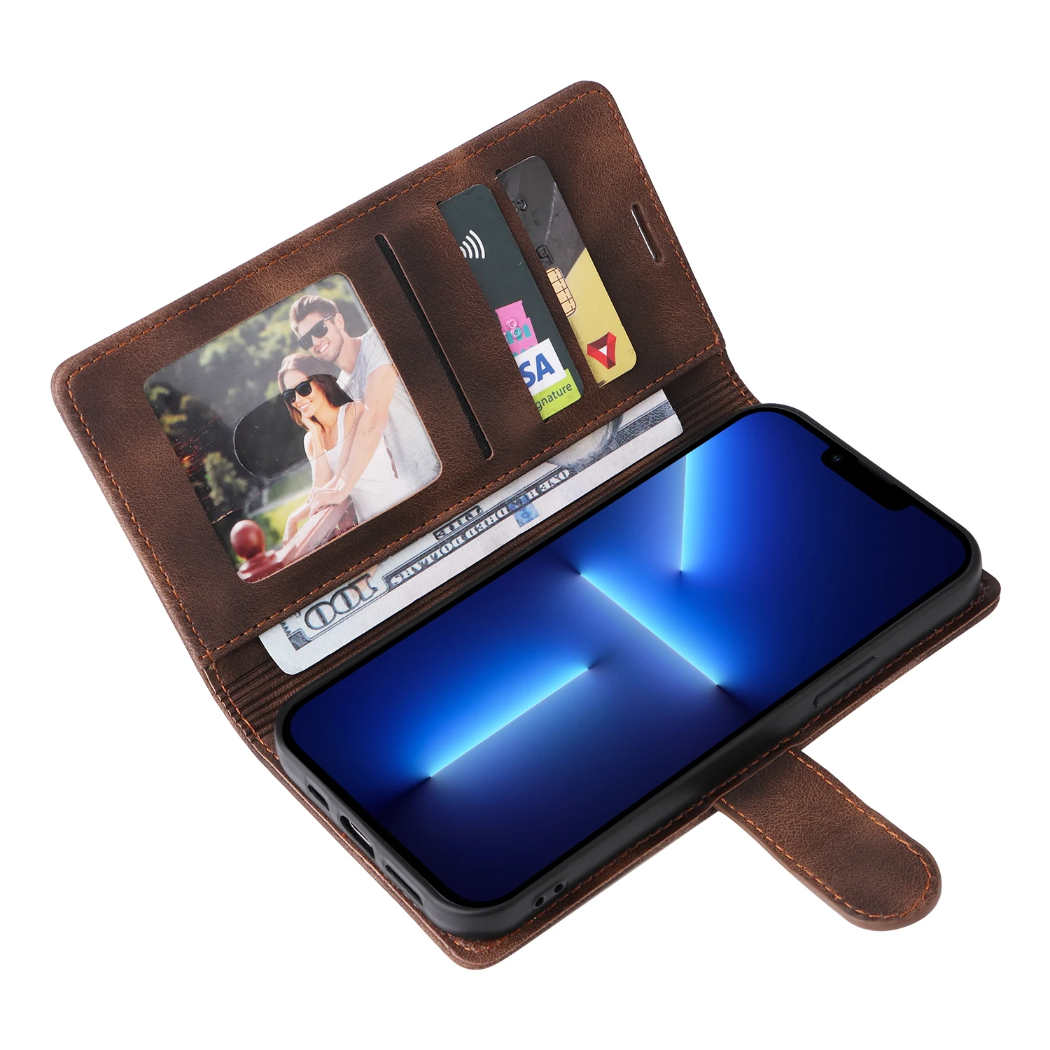 Flip Leather Case For iPhone 18 17 16 Pro Max 15 14 13 12 11 Pro Max 17E Air XR XS Max Luxury Wallet Card Slot Stand Phone Cover