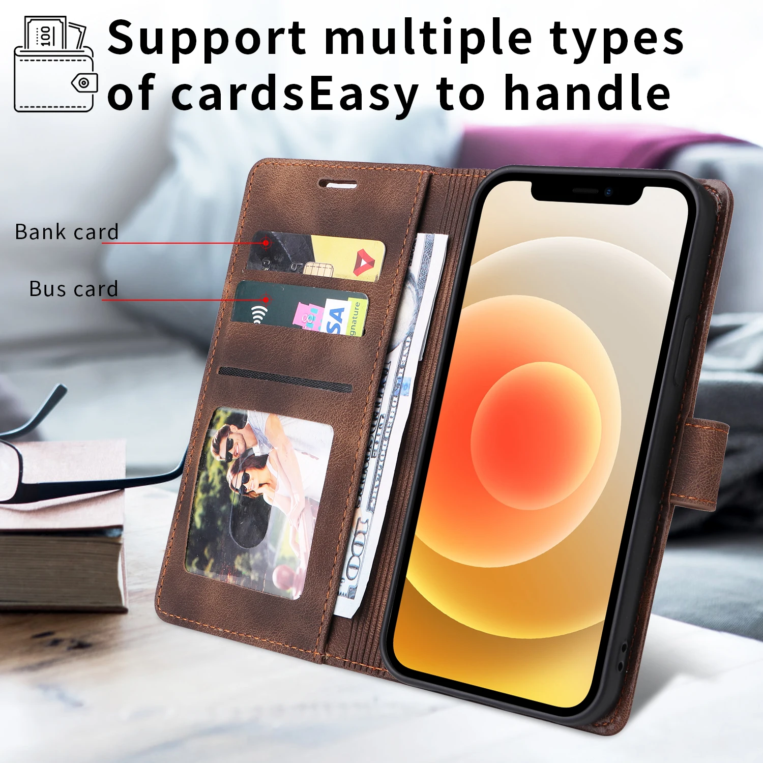 Flip Leather Case For iPhone 18 17 16 Pro Max 15 14 13 12 11 Pro Max 17E Air XR XS Max Luxury Wallet Card Slot Stand Phone Cover