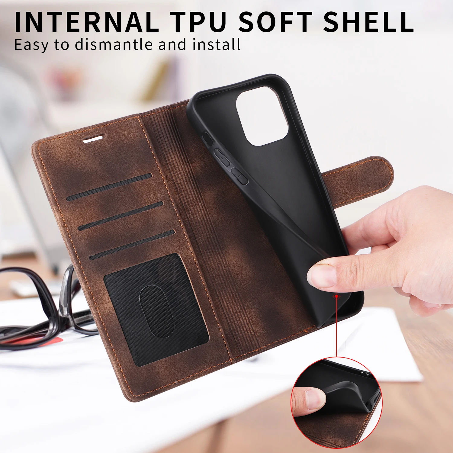 Flip Leather Case For iPhone 18 17 16 Pro Max 15 14 13 12 11 Pro Max 17E Air XR XS Max Luxury Wallet Card Slot Stand Phone Cover