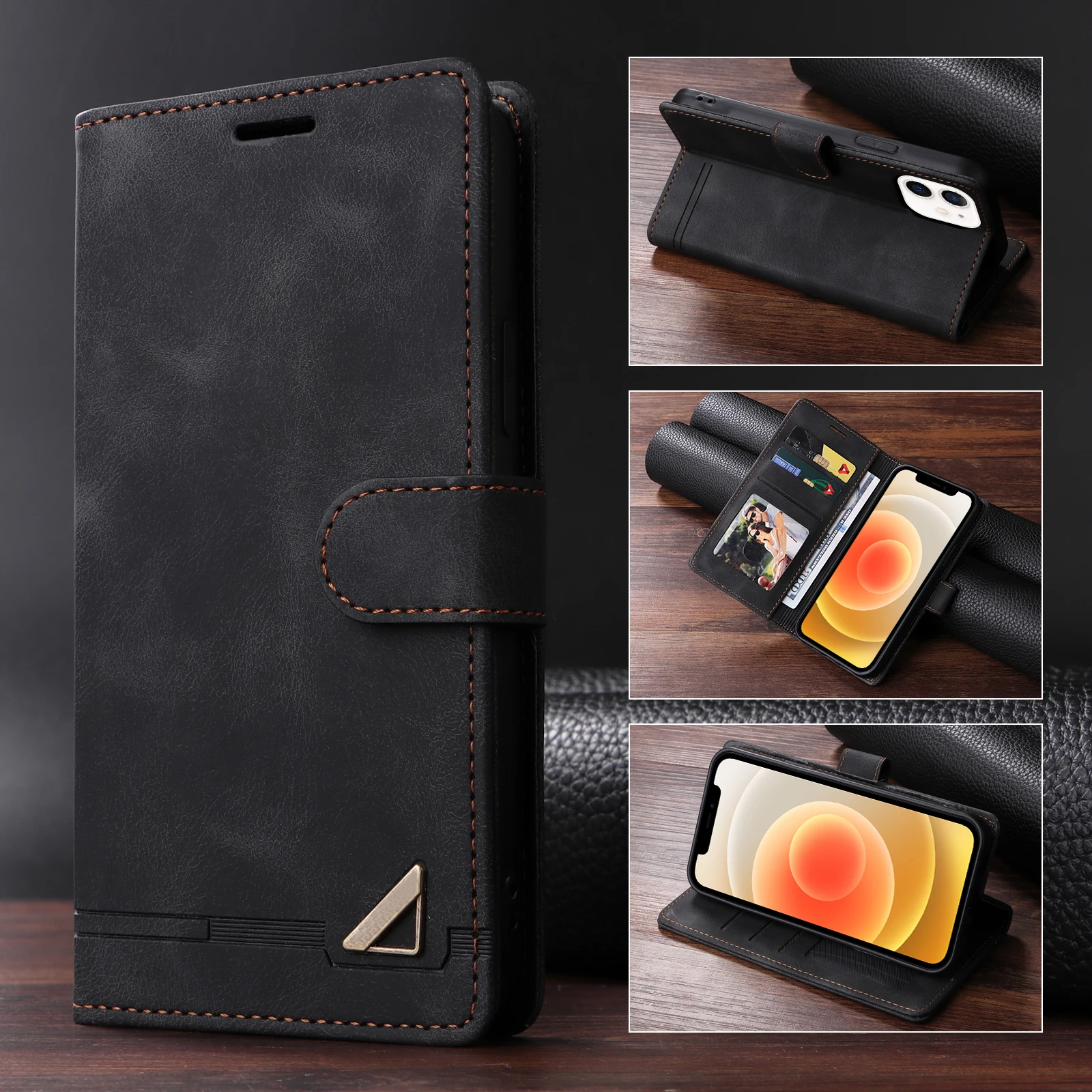 Flip Leather Case For iPhone 18 17 16 Pro Max 15 14 13 12 11 Pro Max 17E Air XR XS Max Luxury Wallet Card Slot Stand Phone Cover