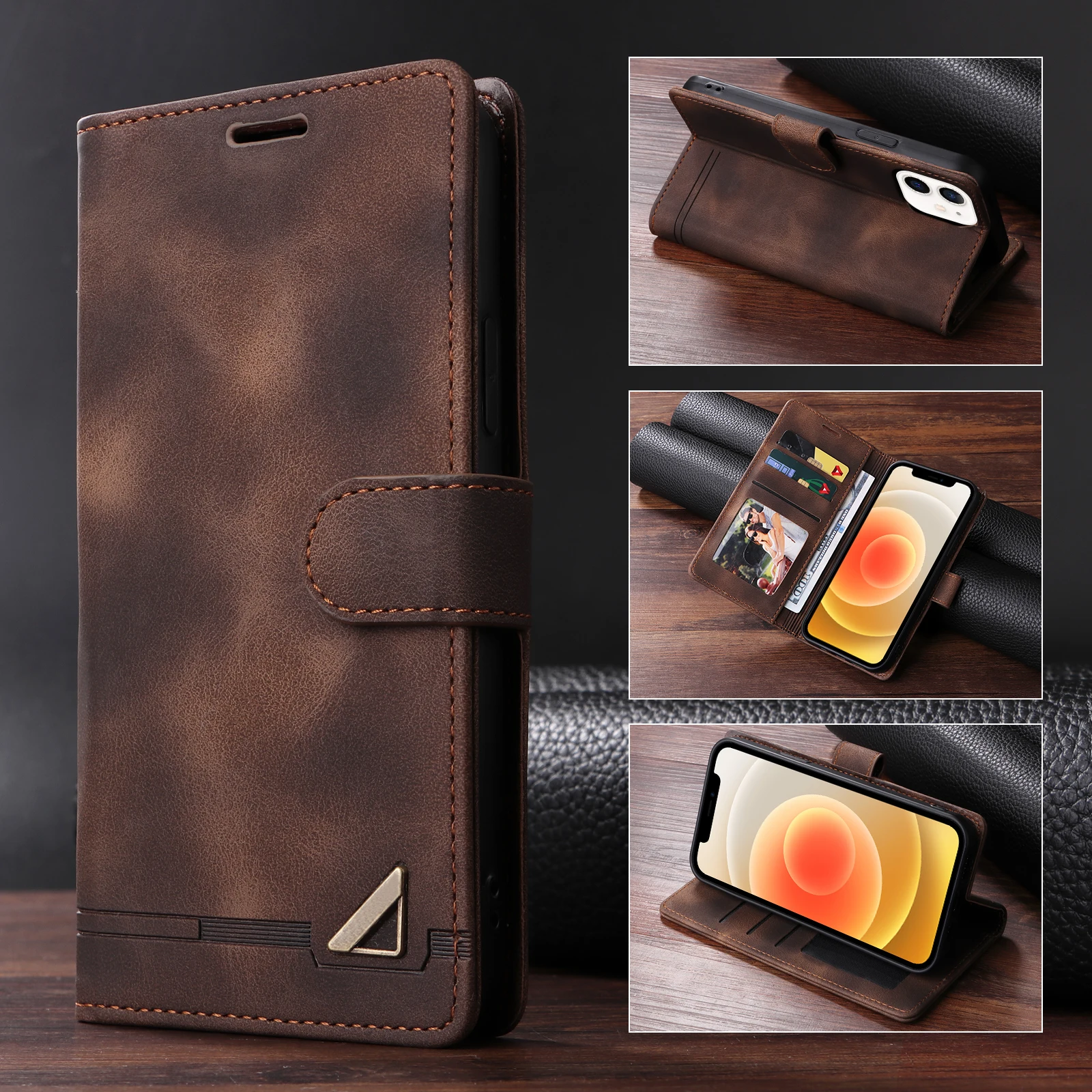 Flip Leather Case For iPhone 18 17 16 Pro Max 15 14 13 12 11 Pro Max 17E Air XR XS Max Luxury Wallet Card Slot Stand Phone Cover