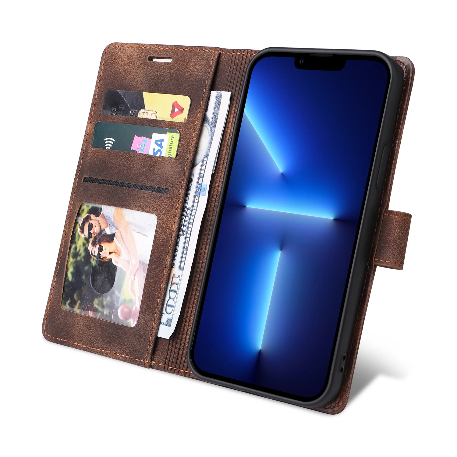 Flip Leather Case For iPhone 18 17 16 Pro Max 15 14 13 12 11 Pro Max 17E Air XR XS Max Luxury Wallet Card Slot Stand Phone Cover