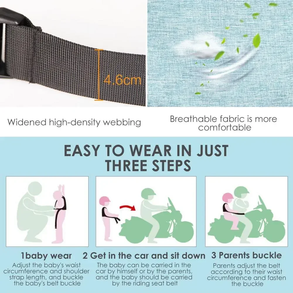 Adjustable Motorcycle Children Security Strap Universal Bicycle Kids Tandem Safety Seat Belt Harness Toddler 2-12 Years Child