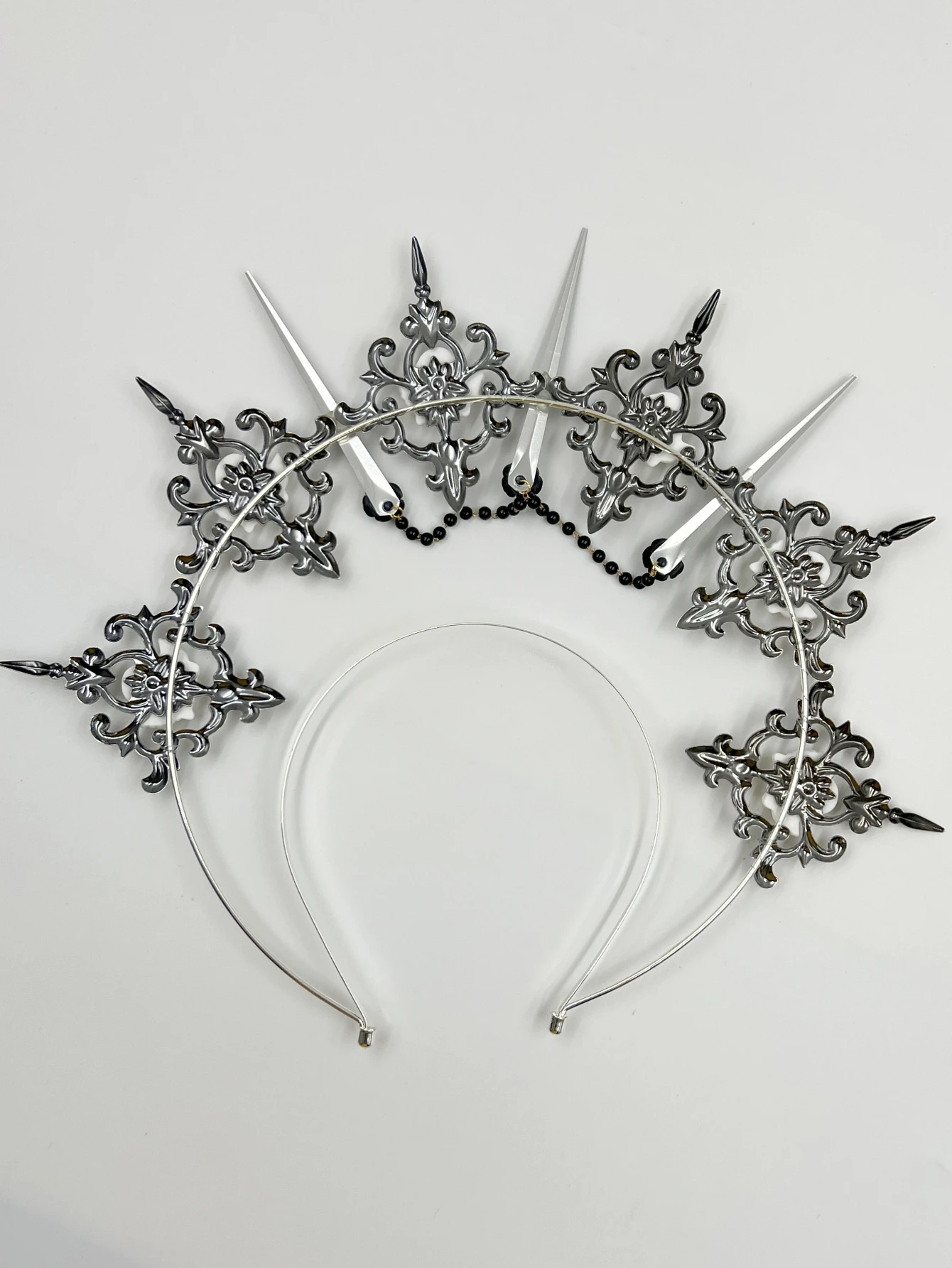 Gothic Lolita Faux Pearl Tiara, Halo Crown, Mary Goddess Headband, Cosplay Costume, Headpiece