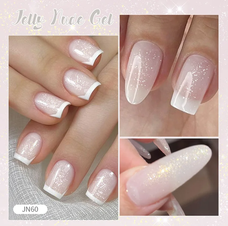 BORN PRETTY 10ml Glitter Pink Nude Jelly Nail Gel Polish Varnis Semi-permanent Sheer Translucent UV LED Soak Off Gel Polish