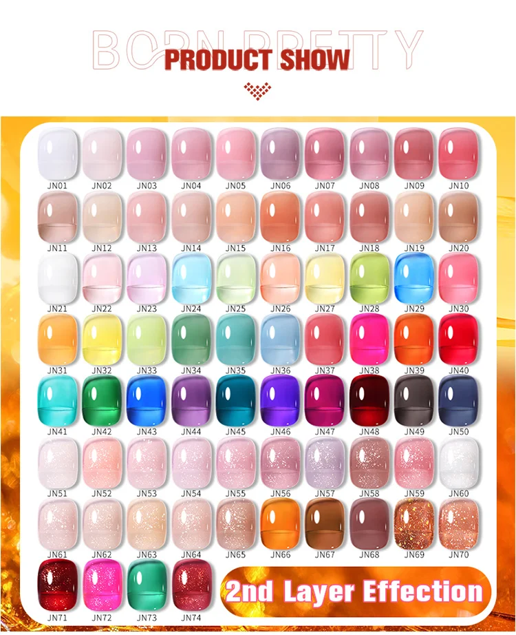 BORN PRETTY 10ml Glitter Pink Nude Jelly Nail Gel Polish Varnis Semi-permanent Sheer Translucent UV LED Soak Off Gel Polish