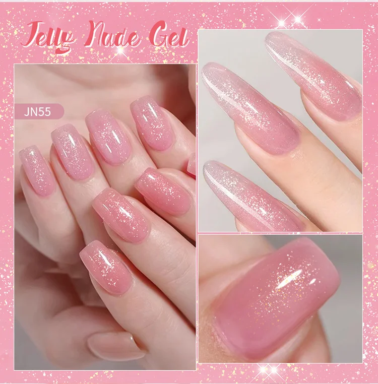 BORN PRETTY 10ml Glitter Pink Nude Jelly Nail Gel Polish Varnis Semi-permanent Sheer Translucent UV LED Soak Off Gel Polish