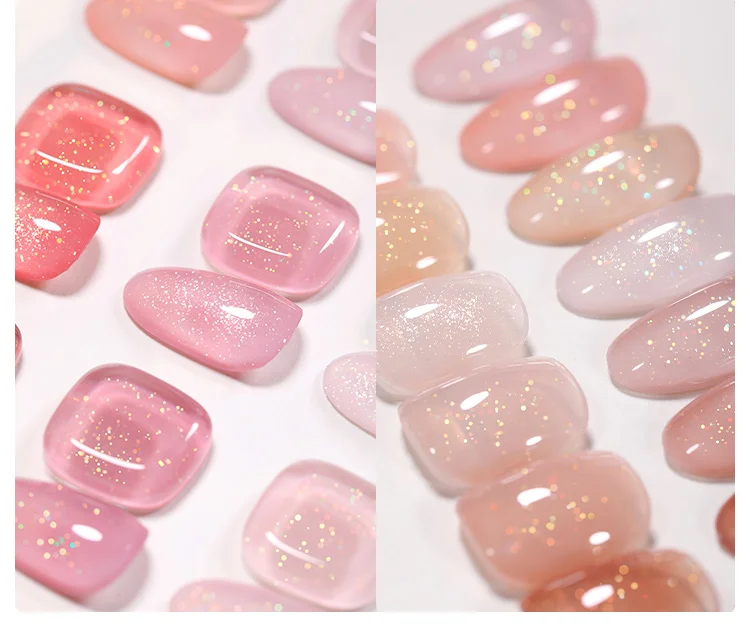 BORN PRETTY 10ml Glitter Pink Nude Jelly Nail Gel Polish Varnis Semi-permanent Sheer Translucent UV LED Soak Off Gel Polish