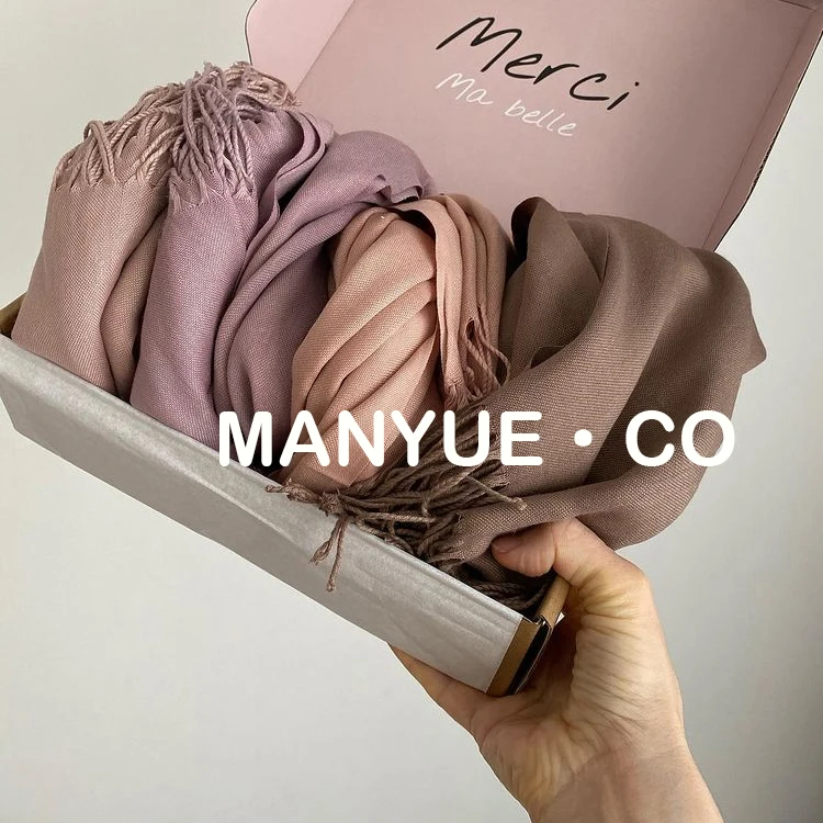 Solid Color Hijabs Cashmere Like Scarf Women Winter Warm Long Shawls And Wraps Hijab Scarves Pashmina Tassels Thin Headband
