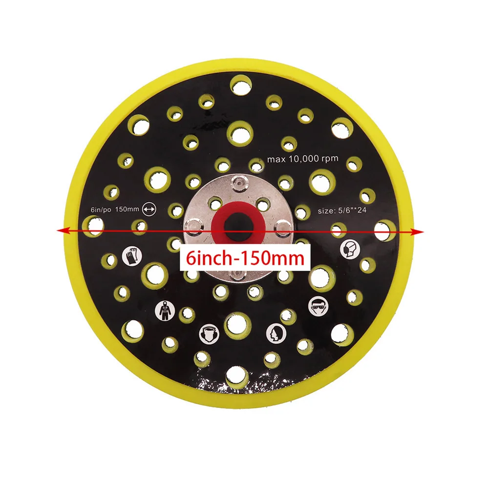 6 In Sander Backing Pad 150mm 52 Holes Hook&Loop Dust Free Sanding Disc 5/16in-24 Sander Polishing Disc Parts Sander Accessories