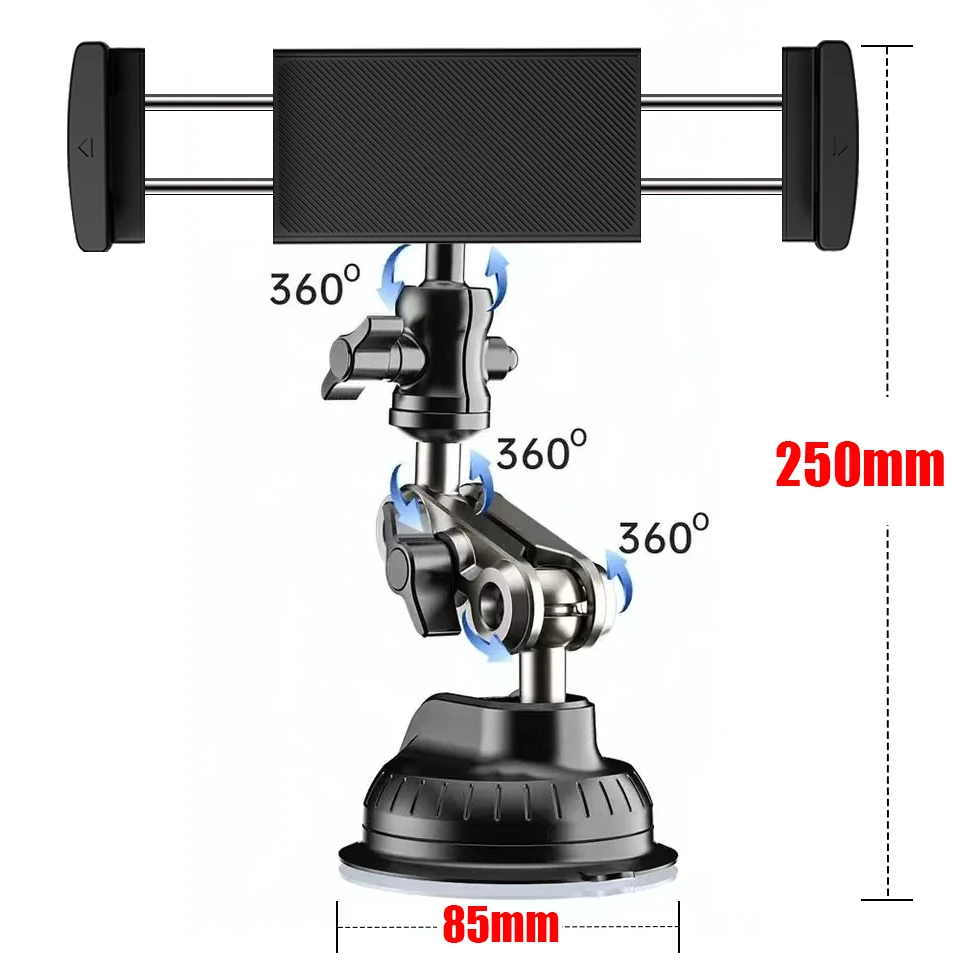 Car Tablet Holder Suction Cup Mount 360° Metal Magic Arm for iPad Pro Air 5-13'' Xiaomi Tablet SUV Truck Vehicle Lift Windshield