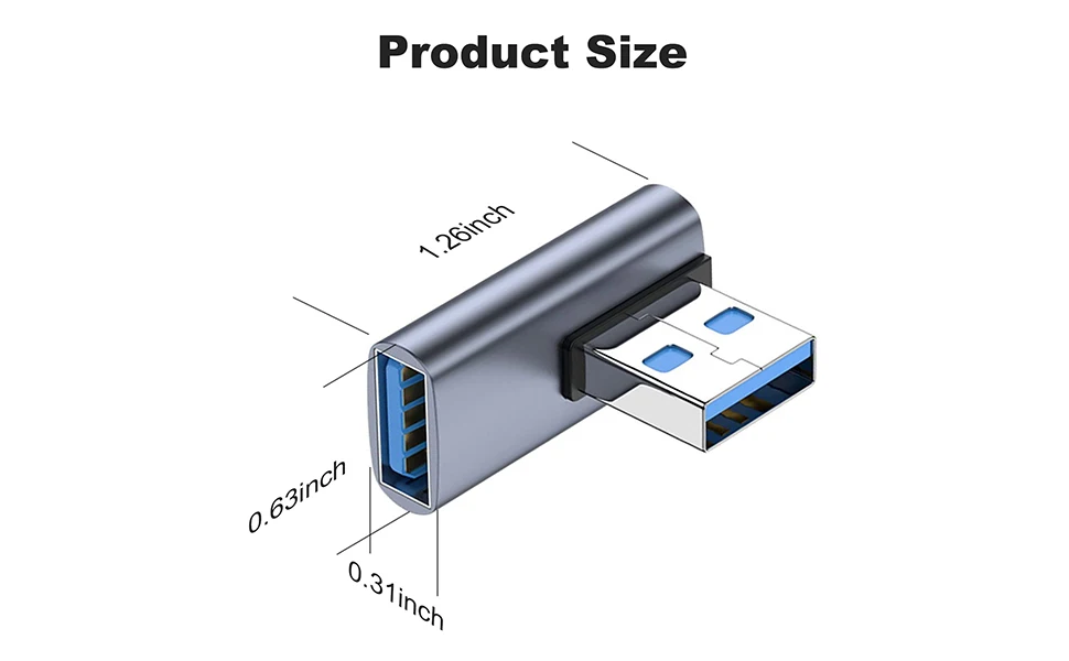 NNBILI 90 Degree USB 3.1 Adapter 1-2 Pack Left Angle USB A Male to Female Converter Extender for PC Laptop USBA Charger and More