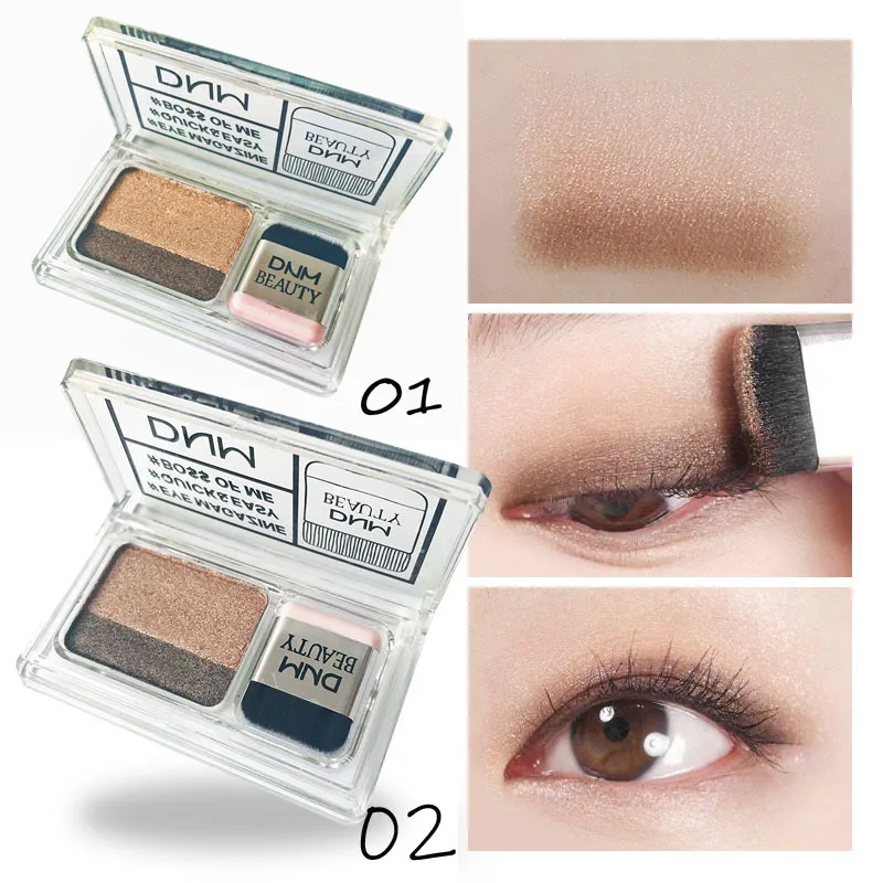 Two-color Matte Eye Shadow Double Small Box Lazy Eye Shadow Easy to Carry Eyeshadow Tray Professional Women's Cosmetics