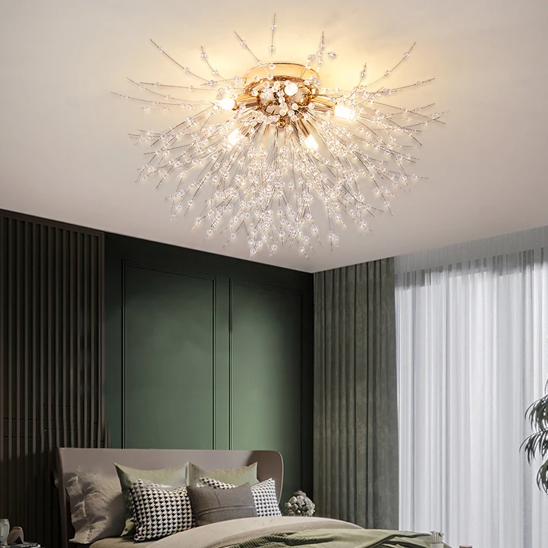 Dandelion Crystal Chandelier Nordic Modern Living Room Dining Room Bedroom Ceiling Light Room Light Fireball Decorative Light