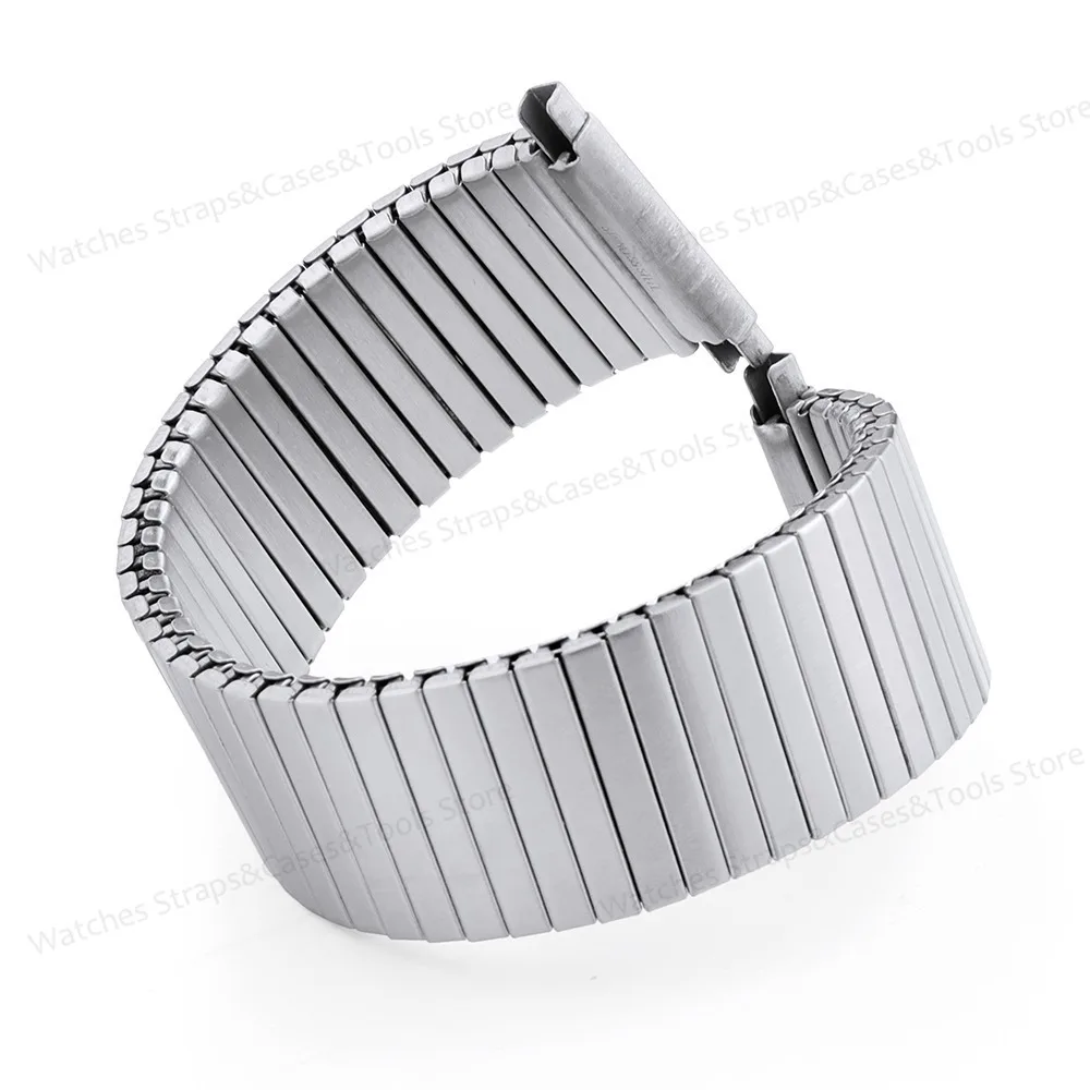 Metal Elastic Watch Band Stretch Expansion Stainless Steel Watch Strap 16-22mm Width Adjustment Brushed Belt Men Women Bracelet