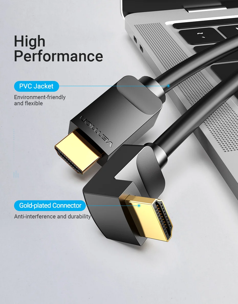 Vention HDMI Cable 4K HDMI 2.0 Cable HDMI 90/270 Degree Angle Adapter for Apple TV PS4 Splitter Video Audio 90 Degree HDMI Cable