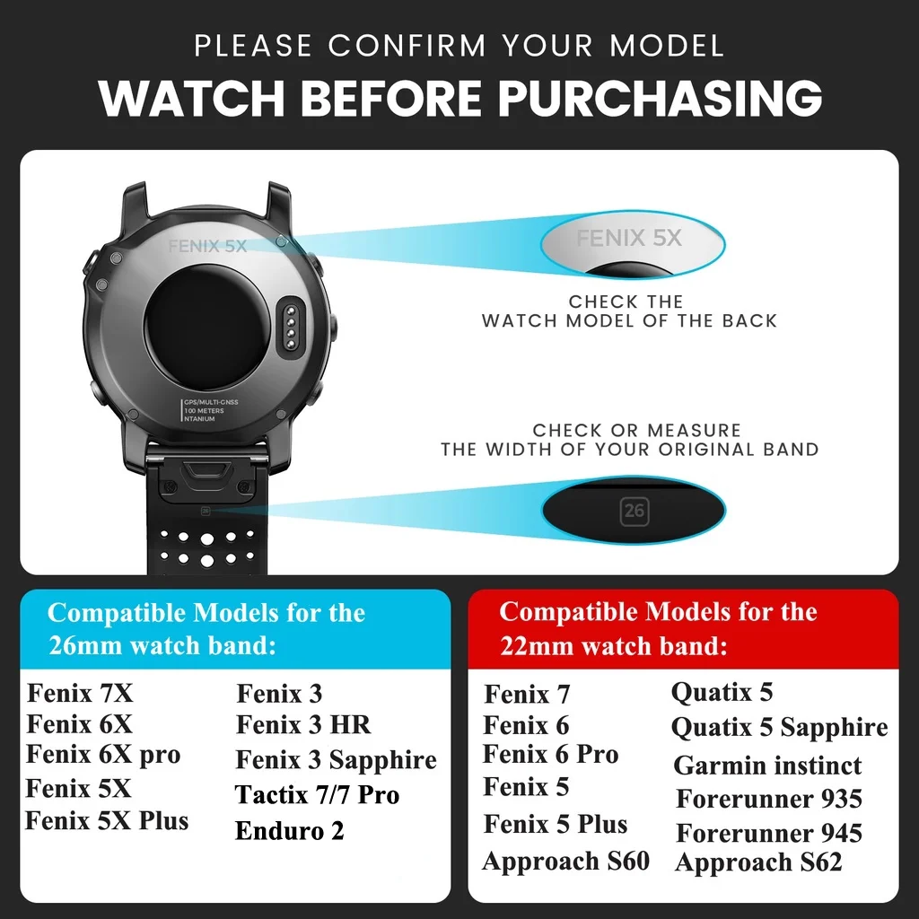 22mm 26mm Nylon Quick Fit Strap for Garmin Fenix 9 7X 8X 8 7 Pro Fenix 6X 6 5X Tactix 8 7 9 Forerunner 965 Enduro 3 Loop Band