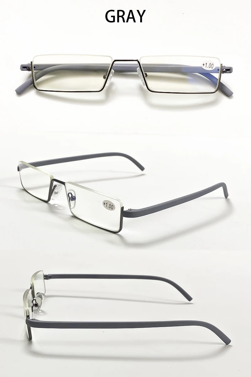 May Flower Metal Anti-Blue Light Reading Glasses Men Half Frame Prescription Eyeglasses Male TR90 Eyewear With Case óculos +1.75