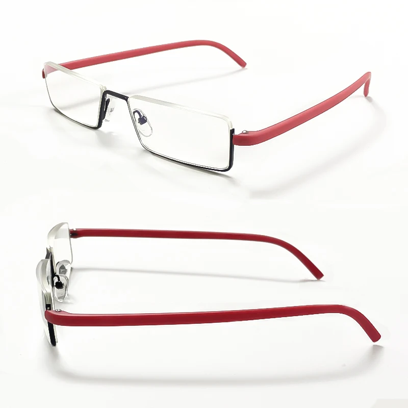 May Flower Metal Anti-Blue Light Reading Glasses Men Half Frame Prescription Eyeglasses Male TR90 Eyewear With Case óculos +1.75