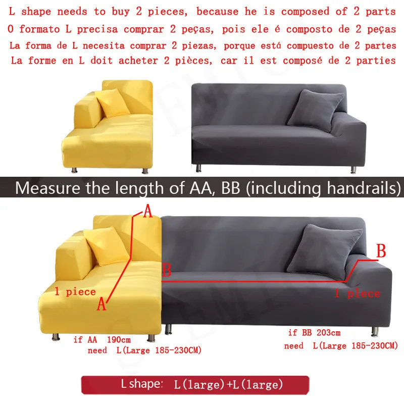 Solid Corner Sofa Covers Couch Slipcovers Elastica Material Sofa Skin Protector for Pets Chaselong Cover L Shape Sofa Armchair