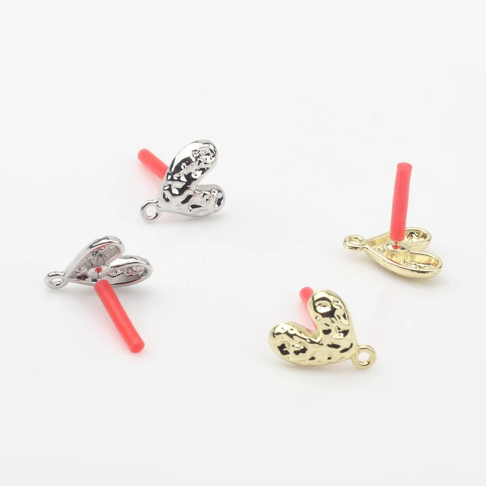10Pcs DIY Stainless Steel Earrings Back Love Heart Dangle Earrings Base Connectors Linkers for Jewelry Making Accessories