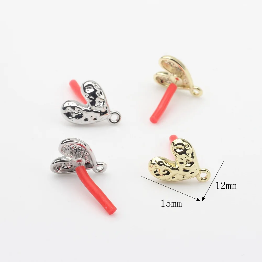 10Pcs DIY Stainless Steel Earrings Back Love Heart Dangle Earrings Base Connectors Linkers for Jewelry Making Accessories