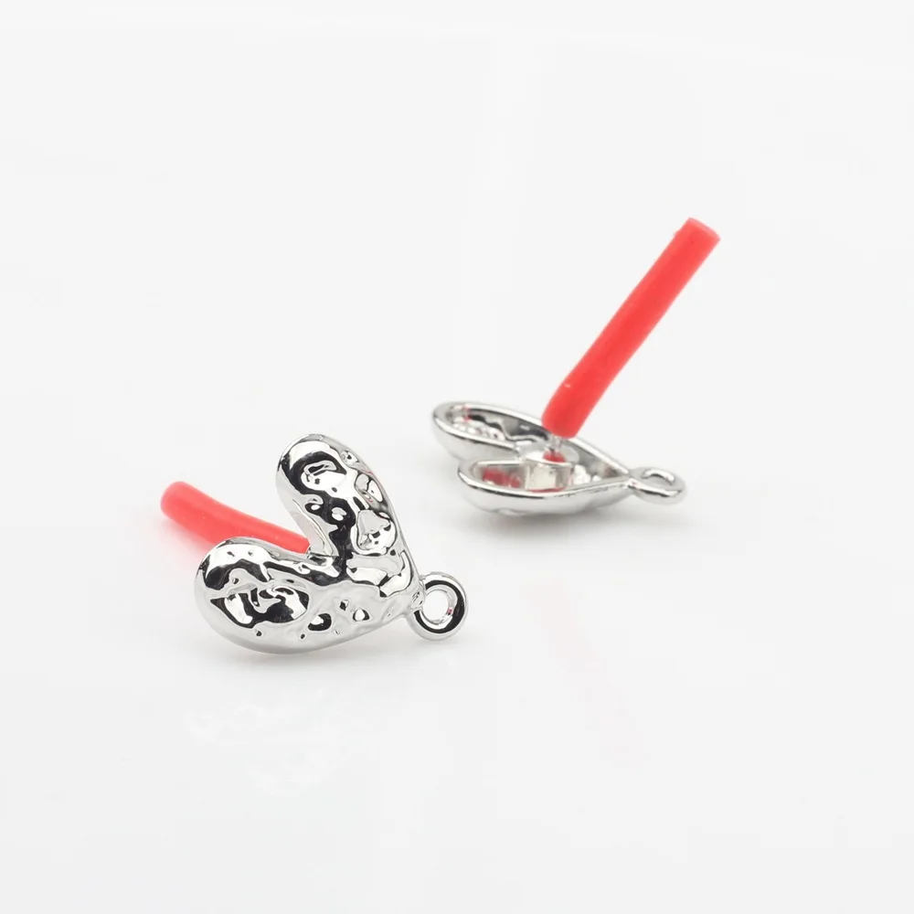 10Pcs DIY Stainless Steel Earrings Back Love Heart Dangle Earrings Base Connectors Linkers for Jewelry Making Accessories