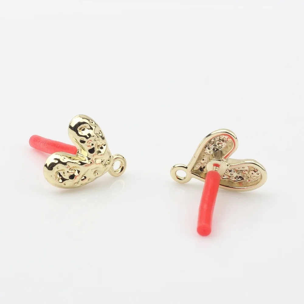 10Pcs DIY Stainless Steel Earrings Back Love Heart Dangle Earrings Base Connectors Linkers for Jewelry Making Accessories