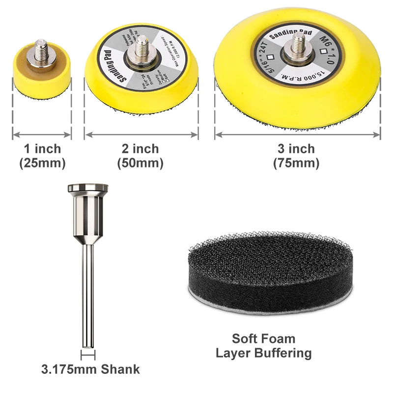 XCAN Sanding Disc 1/2/3inch Round Abrasive Dry Sandpaper with Back-up Pad For Polishing Cleaner Tools Sanding Paper