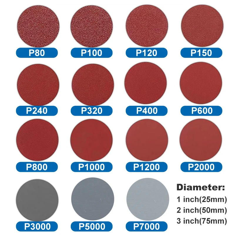 XCAN Sanding Disc 1/2/3inch Round Abrasive Dry Sandpaper with Back-up Pad For Polishing Cleaner Tools Sanding Paper