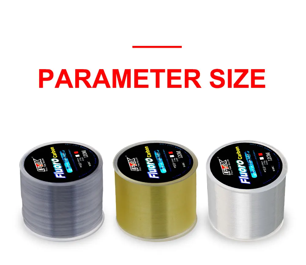 FTK Fishing Line Fluorocarbon Coating Treatment Process Carbon 120m Line 0.2mm-0.6mm 7.15LB-45LB Surface Nylon Molecules