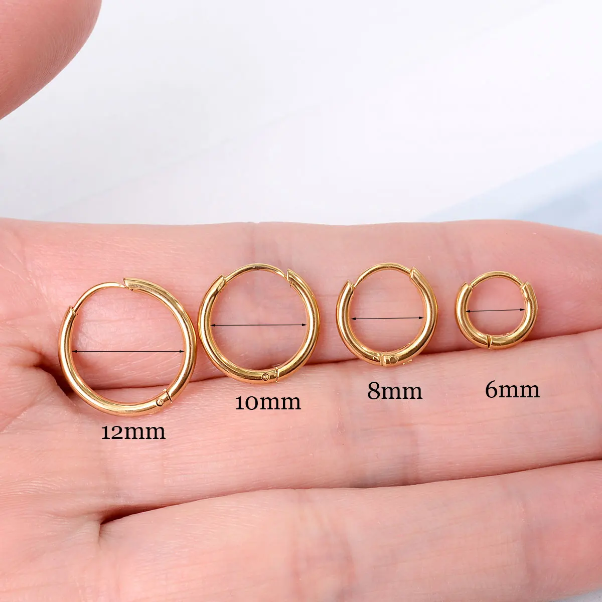 6/8/10/12mm Tiny Korean Small Stainless Steel Round Mini Little Good Huggie Hoop Earrings for Women Cartilage Piercing Loop Ring
