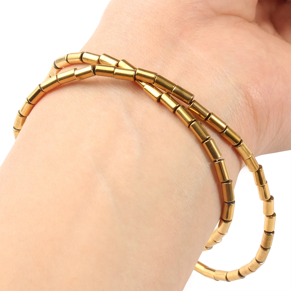 AAA+ Color Retention Gold-Plated Hematite Beads Natural Stone Round Cube Spacer Loose Beads for jewelry Making DIY Bracelet 15''