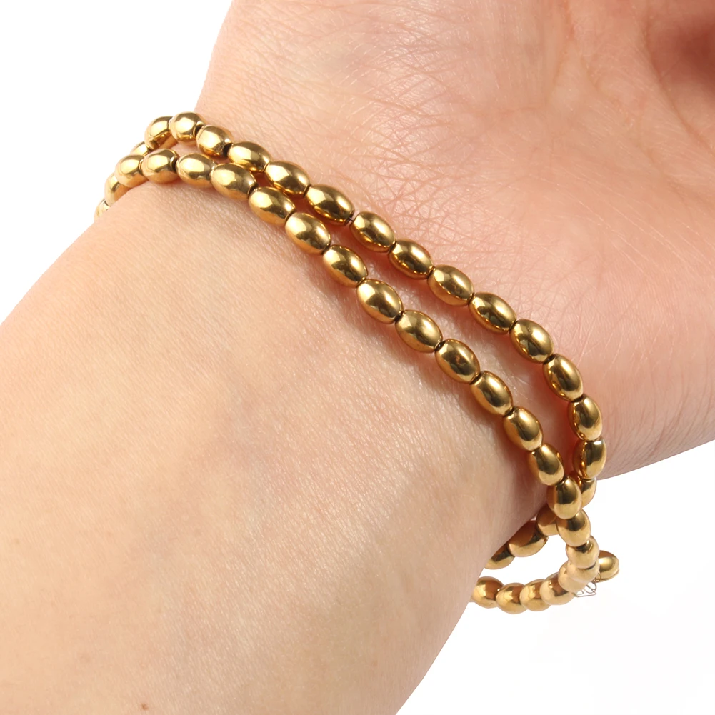AAA+ Color Retention Gold-Plated Hematite Beads Natural Stone Round Cube Spacer Loose Beads for jewelry Making DIY Bracelet 15''