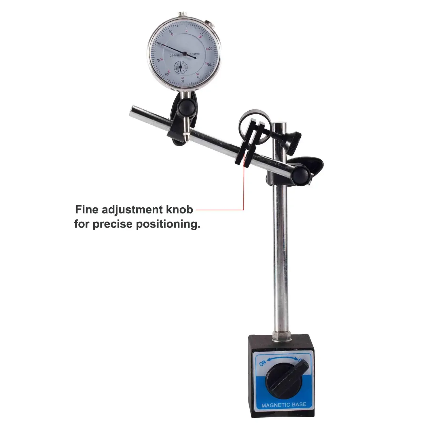 Dial Indicator Magnetic Base Point Precision Inspection Dial Test Indicator Long Arm 0-10mm Professional Gauge