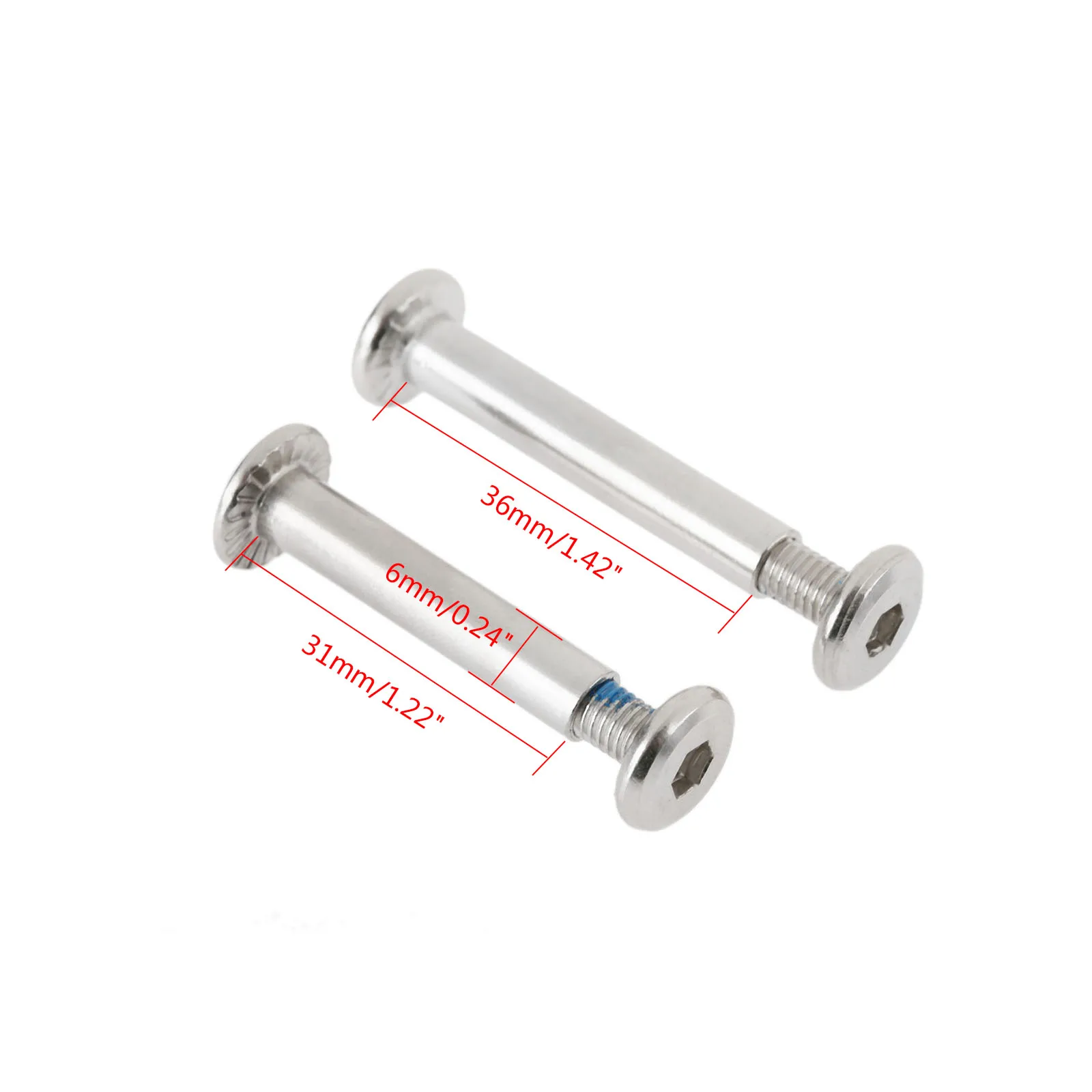 10Pcs Roller Skates Parts Axle Male & Female Screws Diameter 6mm *31mm/36mm for Adult Child Kid Free Skating Inline Skates Wheel