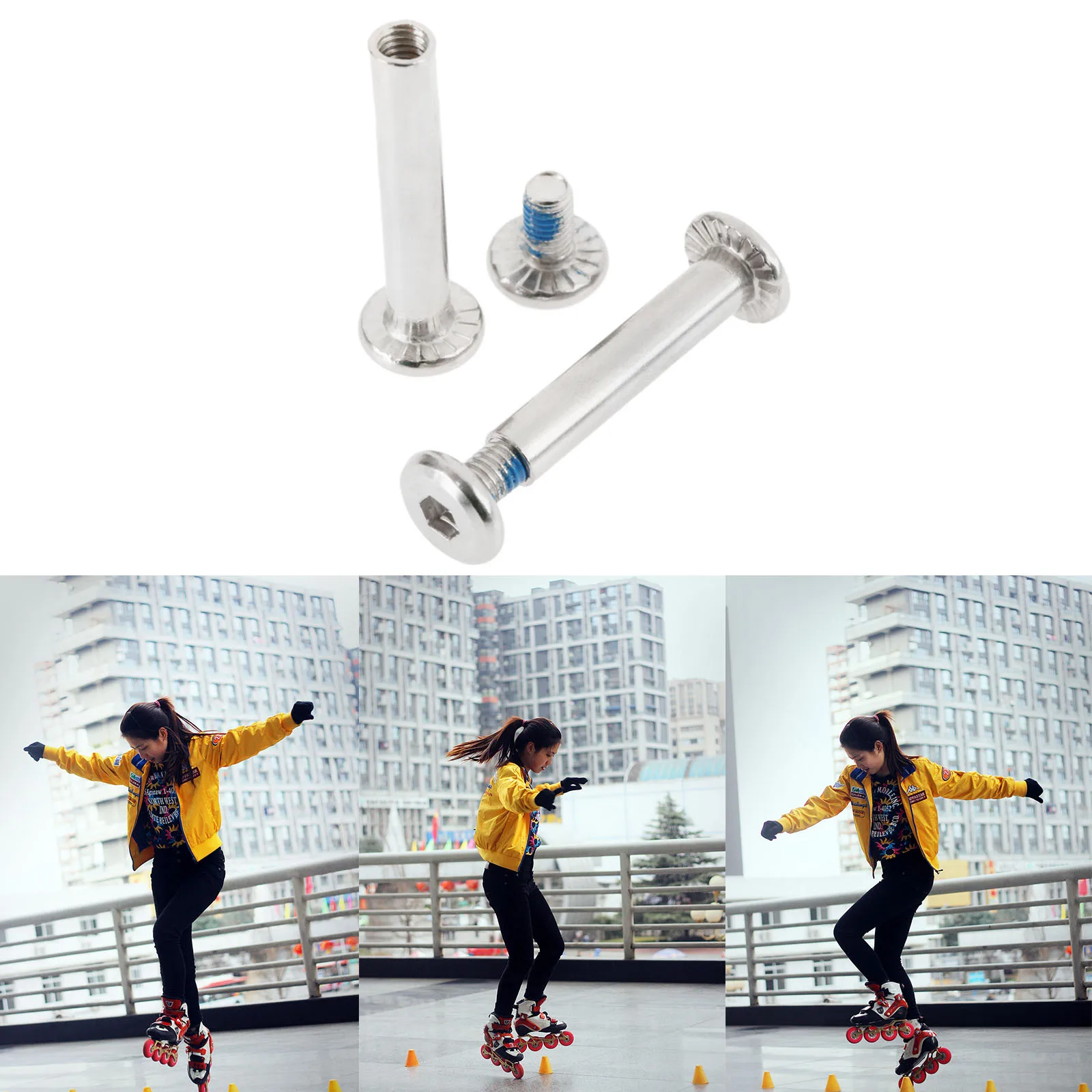 10Pcs Roller Skates Parts Axle Male & Female Screws Diameter 6mm *31mm/36mm for Adult Child Kid Free Skating Inline Skates Wheel